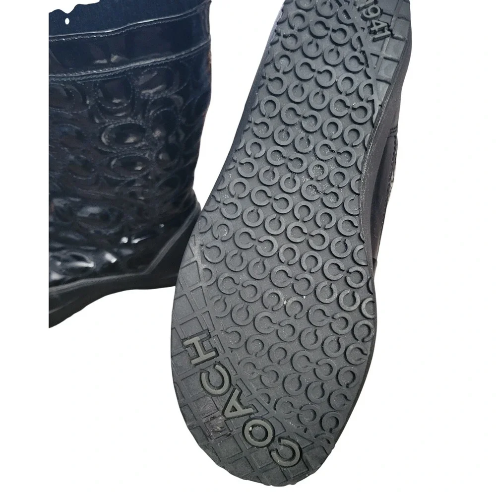 Coach Prisilla Black Quilted Patent Leather Snow Boots Womens 5 Luxury Gorpcore